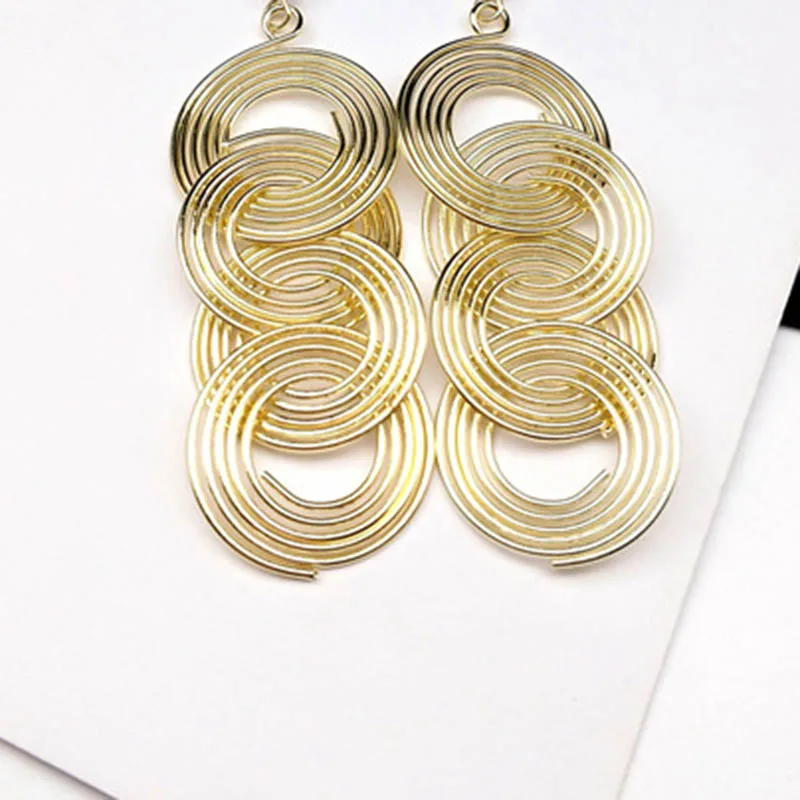 Spiral Long Clip Earrings Non Piercing For Women Girls Gold Silver Color Female Hanging Earring Fashion Ear Jewelry Brinco