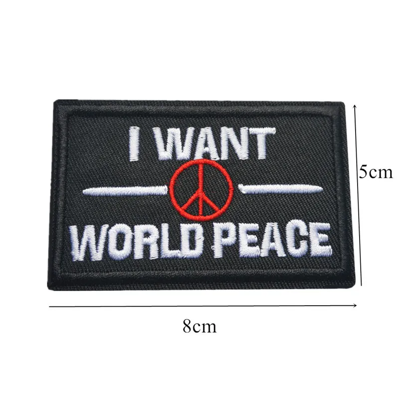 8x5CM Black Embroidery Sew Iron On Patches Letters World Peace Love Badges For Dress Bag Jeans Hat T Shirt DIY Appliques Craft