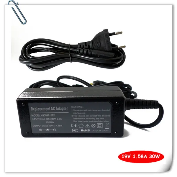 AC Adapter Charger for HP Mini 110-1115nr 110-1116NR 110-1125NR 110-3135DX 110-3735DX 19V 1.58A Laptop Power Supply Cord