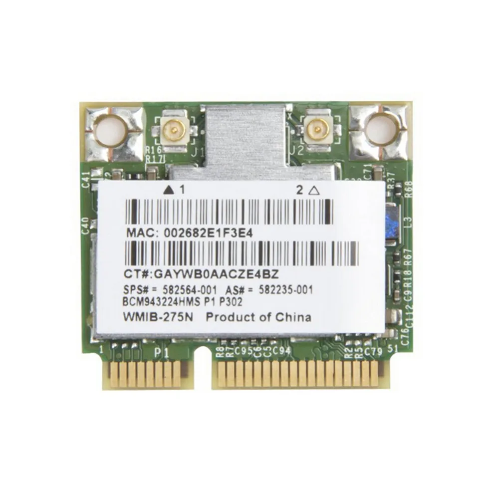 BCM943224HMS BCM43224 BCM943224  801.11a/b/g/n Half WLAN Card sps 518434-001 582564-001 582235-001