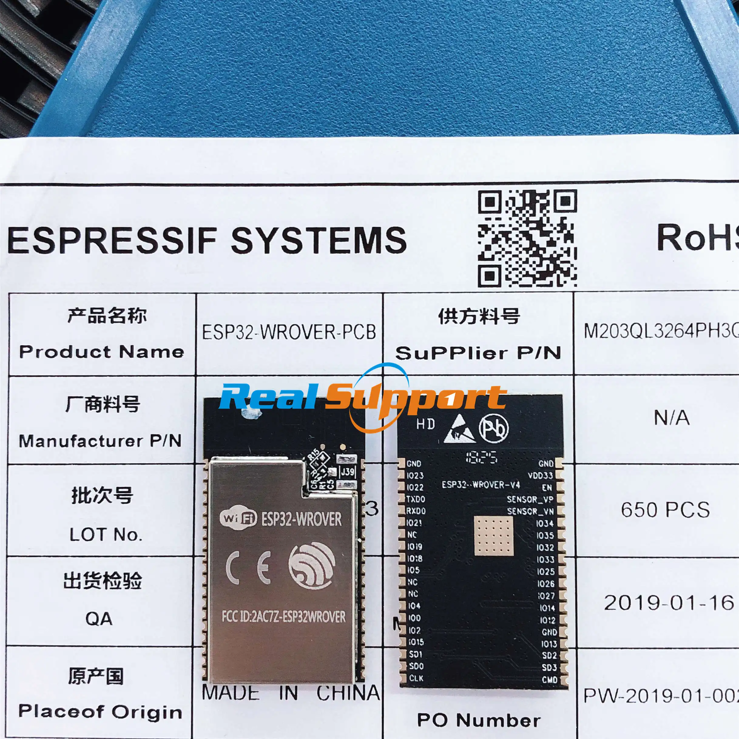 650PCS/REEL ESP32-WROVER ESP32-WROVER-I ESP32 Module 4MB SPI flash 8MB PSRAM PCB antenna / IPEX antenna Espressif Original