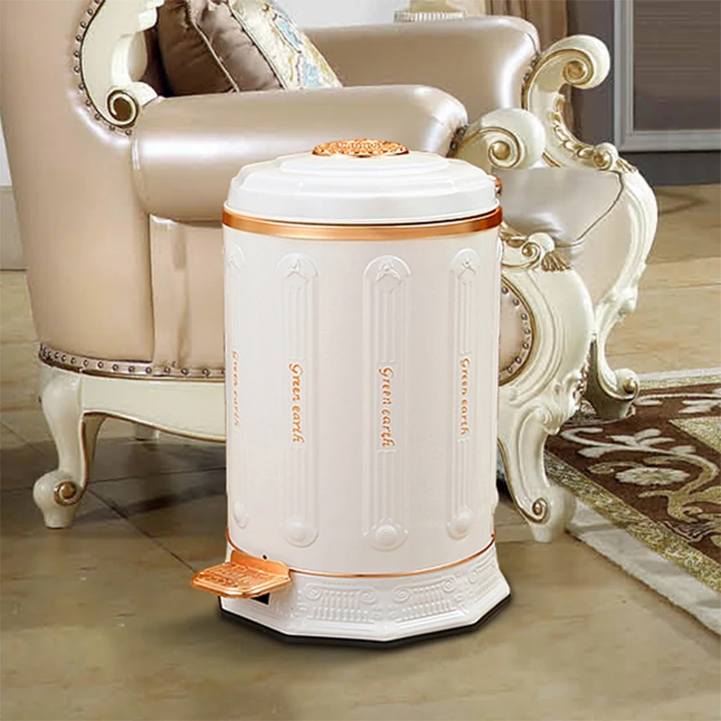 

Luxury 10/6L white stainless steel metal rubbish bin waste bin with foot pedal garbage bin for home decor bucket trash LJT002B