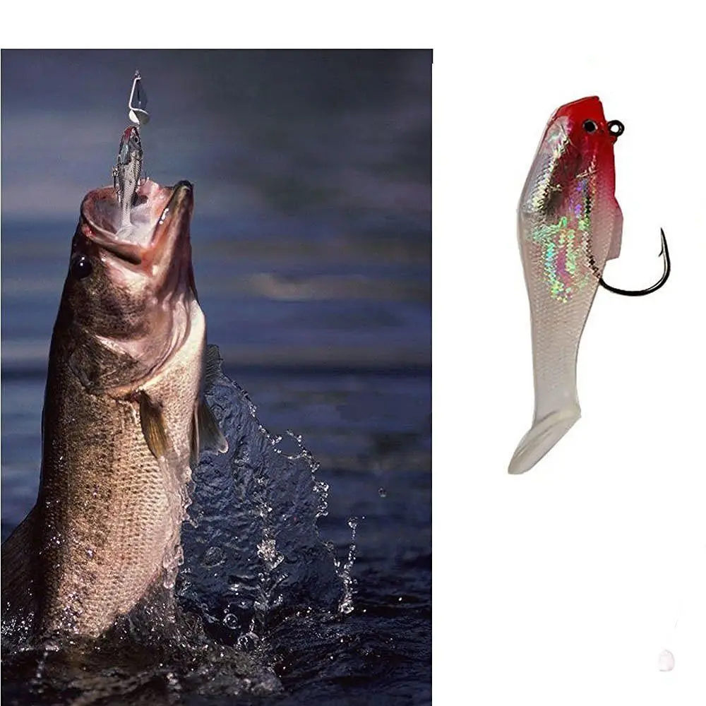 JSM 6 pcs/bag Fishing Lures with sharp fish hook jigging Soft Lure Silicone for fishing hook tackle size 6cm 8cm 10cm