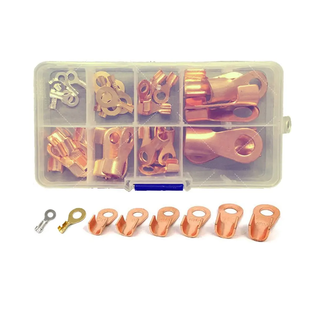 36pcs Open Barrel Wire Crimp Copper Battery Ring Terminal Lugs Assortment Set Kit OT 20A to 200A