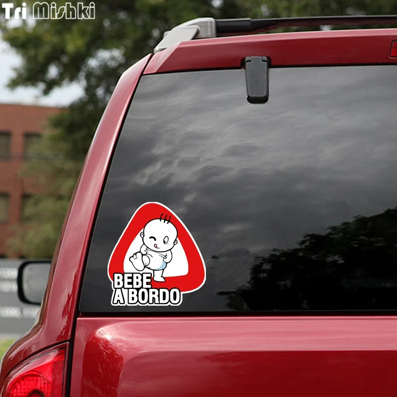Tri Mishki WCS226 14*15cm baby on board bebe a bordo car sticker funny colorful auto automobile decals image 2