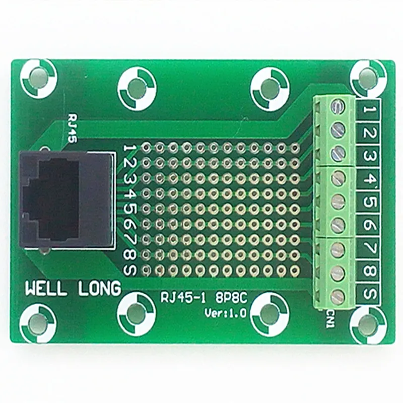 RJ45 8P8C Jack 1-Way  Buss Breakout Board,Terminal Block, Connector.