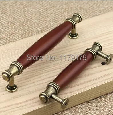 

96mm wood with zinc alloy antique brass drawer cabinet wardrobe pulls knobs bronze dresser handles pulls 3.75"