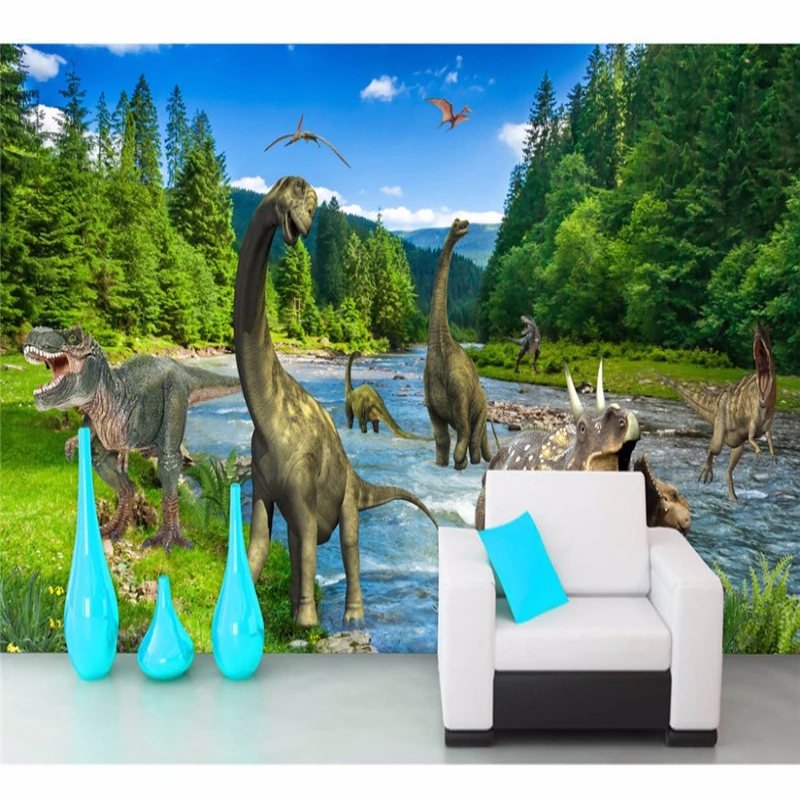 custom Large cartoon wallpaper bedroom children's room decoration mural wallpaper 3D background art wall paper Jurassic Dinosaur