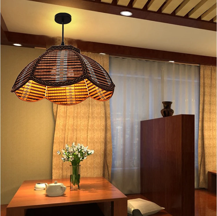 

Southeast Asian Restaurant simple creative farmhouse chandelier lamp bamboo tea zen garden lamp fish shop ZH zb21