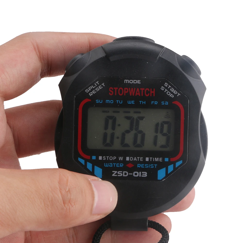 Handheld Digital LCD Chronograph Sports Counter Stopwatch Timer Alarm Stop Watch