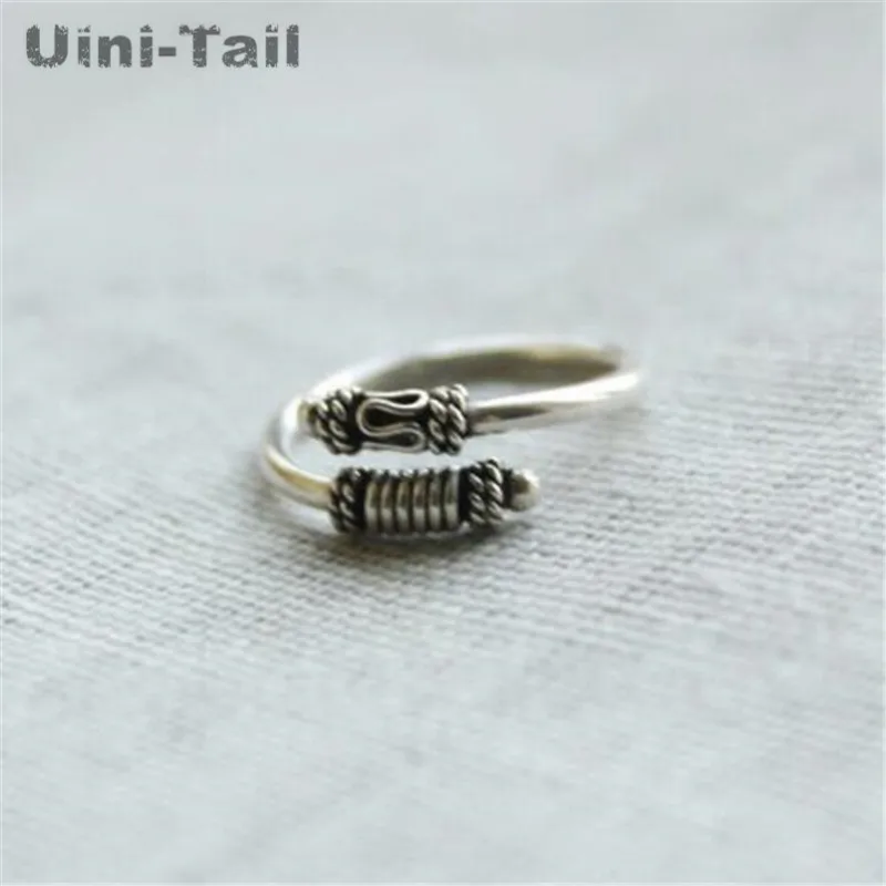Uini-Tail hot new 925 Tibetan silver fashion creative simple retro opening ring Chinese style high quality jewelry  JZ115