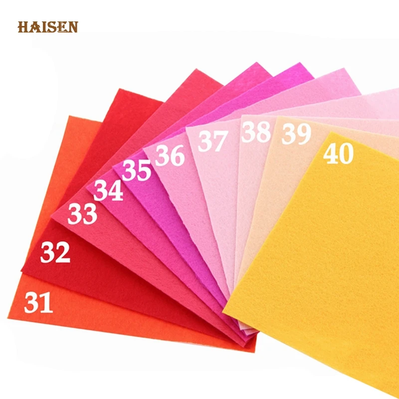 Haisen,1mm Thickness,Nonwoven Felt Fabric Bundle,Polyester Felt Cloth of Home Decoration, Sewing Dolls & Crafts 40pcs 10x15cm