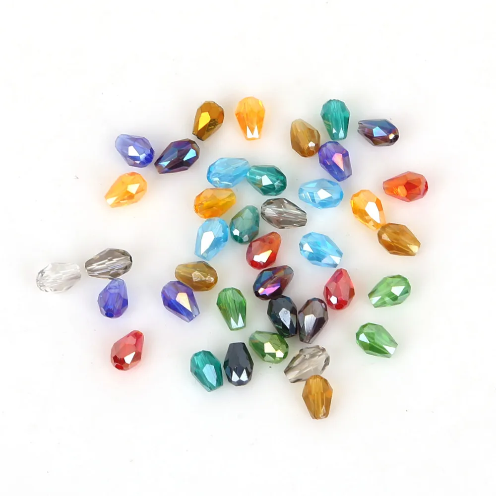 70pcs/lot 4*6mm Teardrop Austria Faceted Crystal Beads Glass Beads Loose Spacer Beads For Jewelry Making DIY Accessories