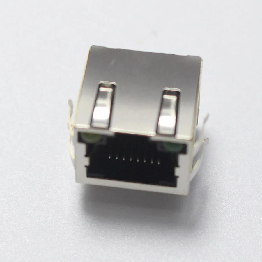 2PCS Right Angle RJ45 Modular Network PCB Jack 56 8P LAN Connector Shielded with LED Lamp & Shrapnel