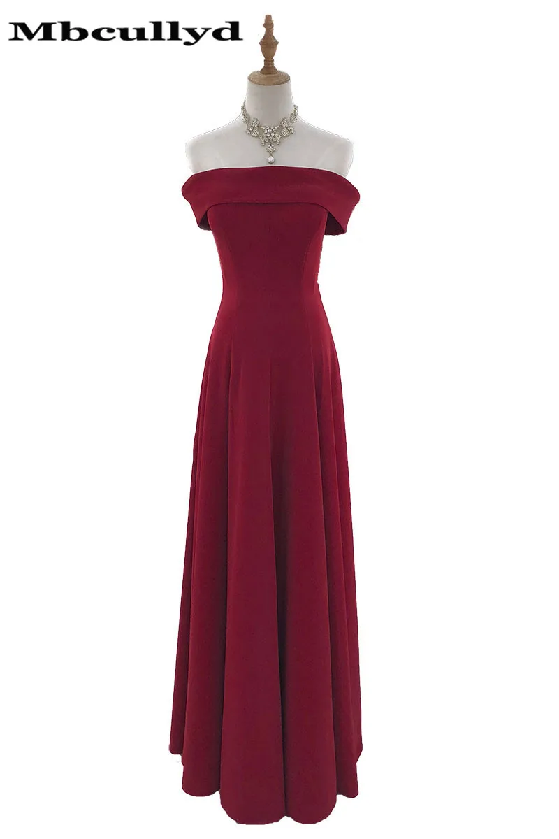 

Mbcully Burgundy Long Bridesmaid Dresses For Women 2023 Strapless Satin Party Dress Maid Of Honor Formal Girls Vestido Longo