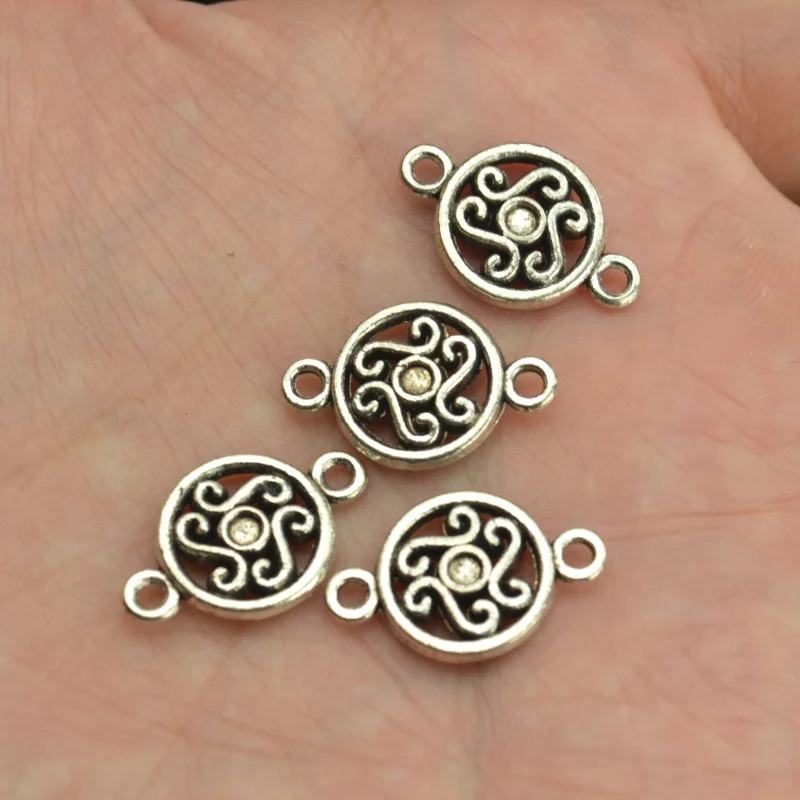 20 pcs Retro silver color charms diy metal  Flower connecto pendant for necklace&bracelets jewelry making 19*12 mm B118