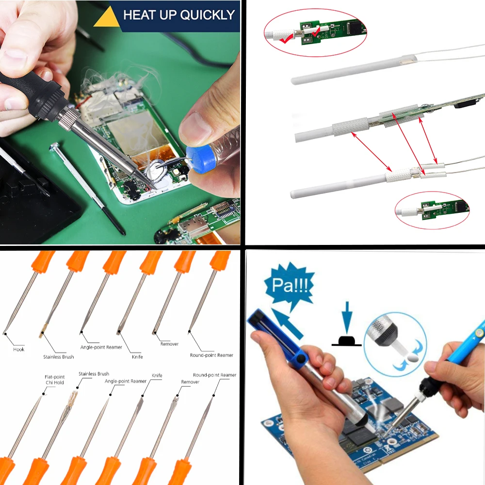 Imagem -03 - Chanseon-kit Ferro de Solda Elétrica Portátil Soldagem Repair Tool Temperatura Ajustável Solda Ponta Fio ue Eua Plug 60w