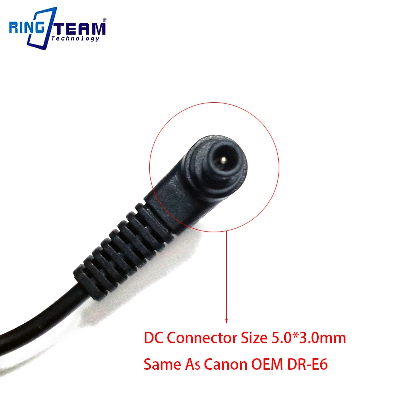 Crane2-acoplador de LP-E6 DC para cámara Canon, 5,0x3,0mm, ACK-E6, EOS, 5D, Mark II, III, IV, 5D2, 5D3, 5D4, 6D, 6D2, 7D, 7D2, 70D, 60D, 80D, 90D