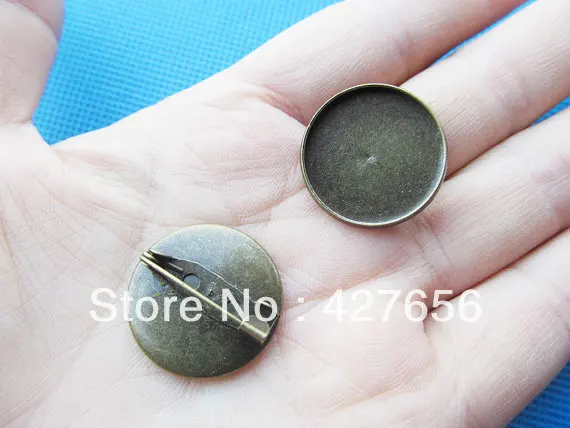 10 pces bronze antigo em branco broche/peitoral charme, ajuste base bandeja moldura, cabochão redondo 20mm, clip pino de segurança/broche