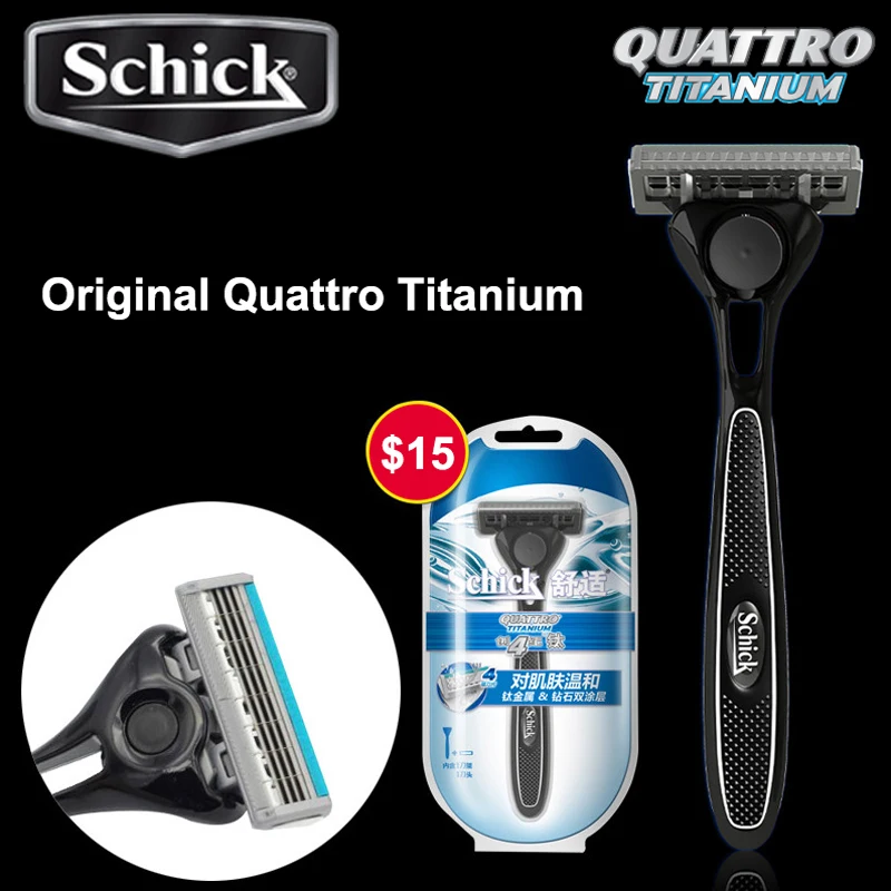 Original Schick Quattro 4 Titanium Comfortable Men Shaving Body Hair Shaver Manual Face Razor Free Shipping In Stock