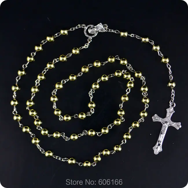 12x Rosary Beads INRI JESUS Cross Crucifix Pendant Necklace Catholic Fashion Religious jewelry Wholesale