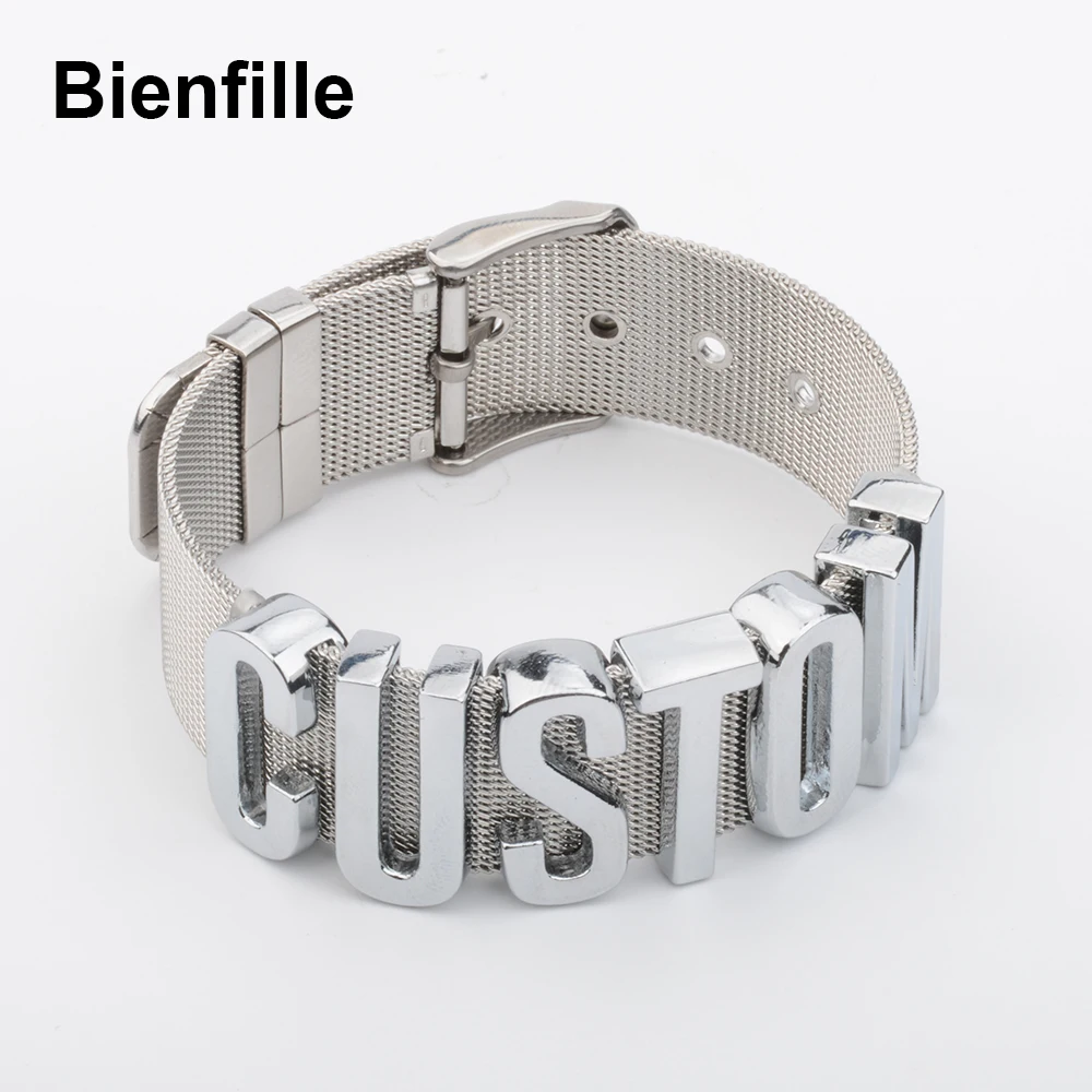 Customized Words Stainless Steel Men Bracelet 100% Handmade Fashion Girlfriend Gift Choose Name Jewelry For Women Accessories