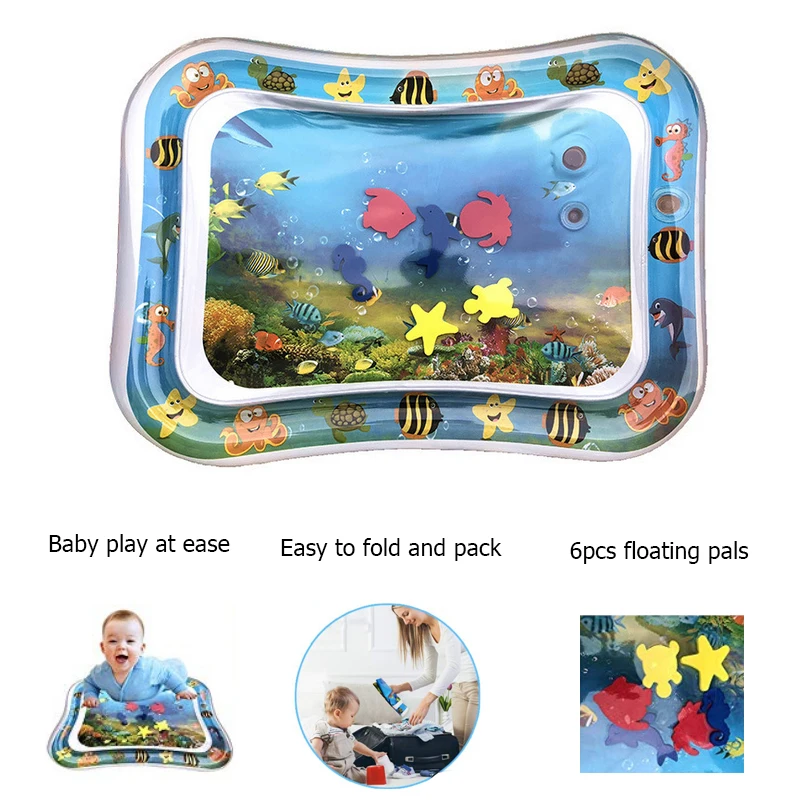 Inflatable Baby crawling Water Mat Infant Tummy Time Play Mat Toddler Fun Activity Play Center Water Cushion Pad Dual Use Toy