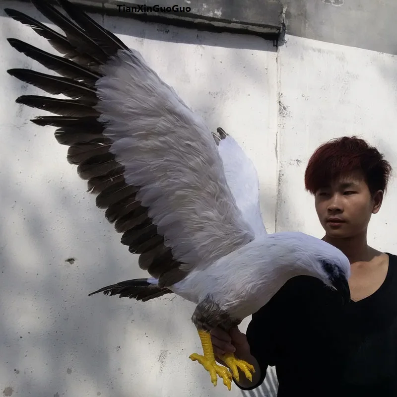 

large 45x100cm simulation gray&white eagle spreading wings bird model polyethylene&feathers bird handicraft decoration s1113