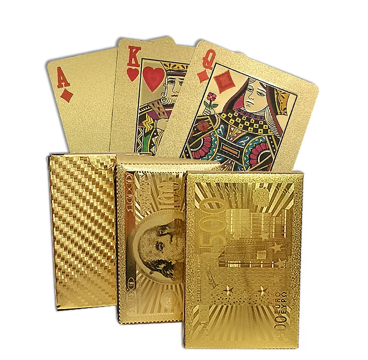 EURO USD Back Golden Playing Cards Deck Plastic Gold Foil Poker Magic Card Durable Waterproof Cards Close-up Street Magic Tricks