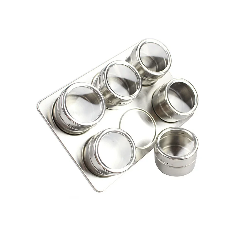 

7in1 stainless steel Magnetic Spice Jar Set Kitchen Rack Holder Seasonings Containers Condiments Storage Box 30set/lot