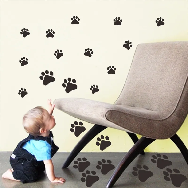 22 Stück 4-10cm Cartoon Niedliche Hunde Katzen Tierpfoten Wandaufkleber für Kinderzimmer Kleiderschrank Kühlschrank Heimdekoration Vinyl-Wandtattoos – Detail 5