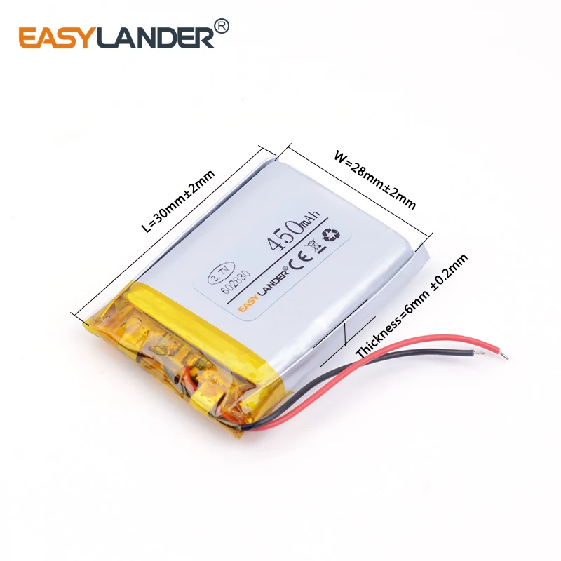 602830 450mAh 3.7V akumulator litowo-jonowy polimerowy do 062830 MP3 MP4 Bluetooth stereo DIY