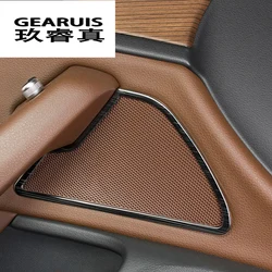 Car styling Door audio speaker covers Stickers trim decoration stainless steel stereo strip for Audi A6 C7 Interior Accessories