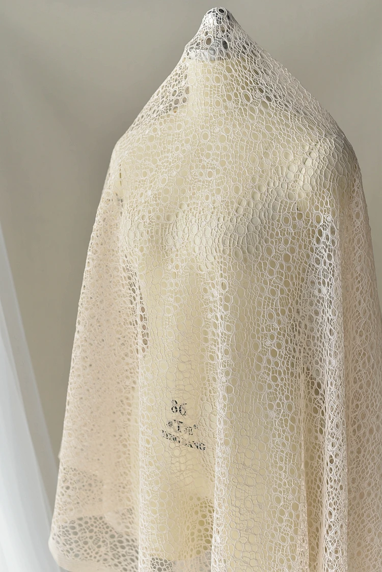 1 Yard girls dress sewing lace material Hollow out lace fabric delicate small cording soft lace Nude, Off white color in stock!