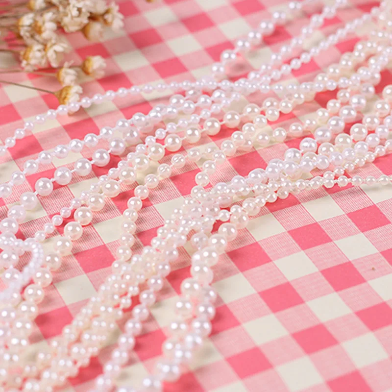 5M/lot Imitation Pearl Beads Line Chain Trim pearls for crafts DIY Wedding Bride Bouquet Decoration Jewelry Findings Accessories