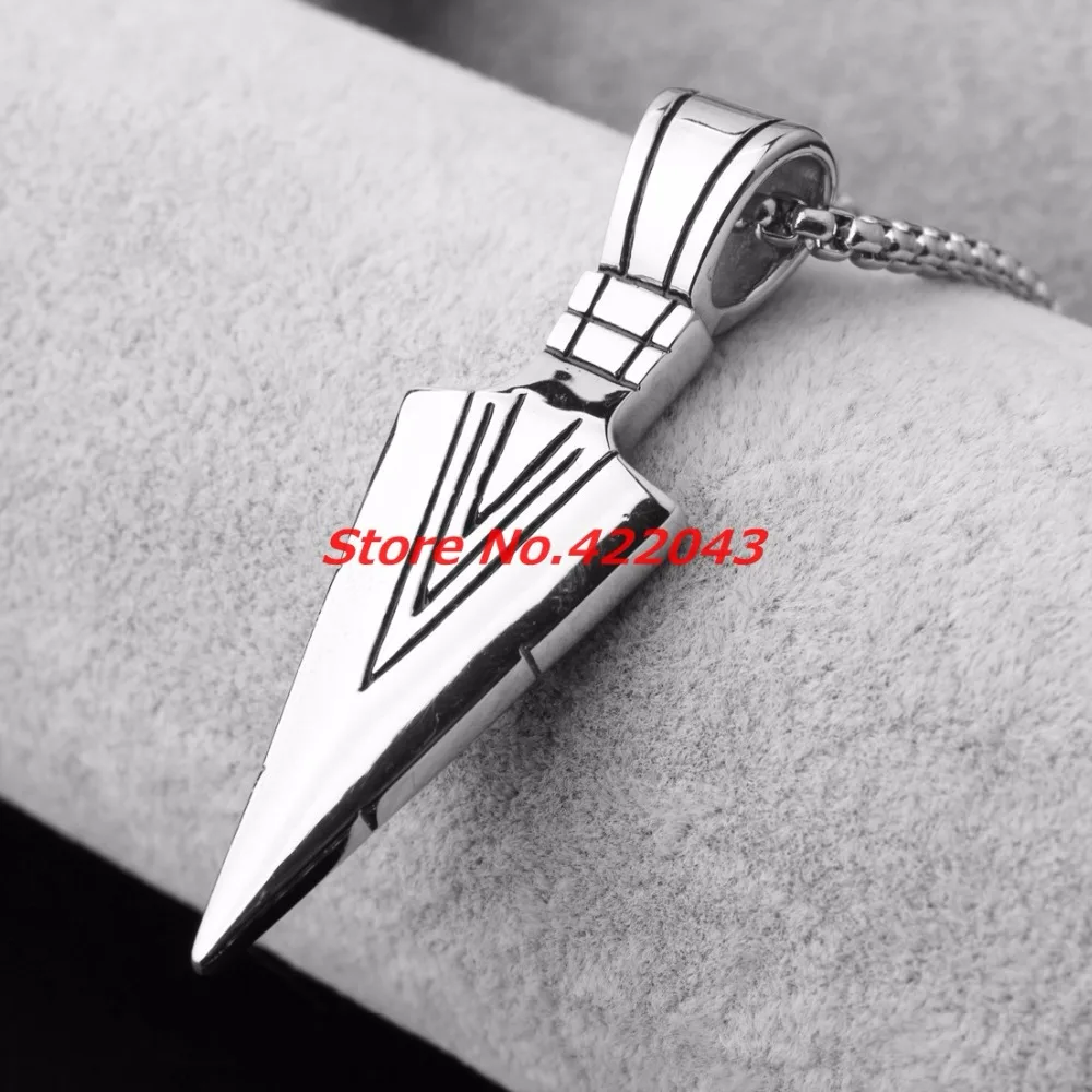 Fashion Mens Necklaces Stainless Steel Spearhead Silver color Arrowhead Pendant Necklace for Men Special Surf  Chocker Jewelry