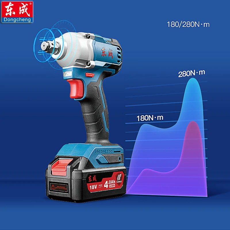 Dongcheng 298N.m Rechargeable Brushless Impact Wrench 1/2