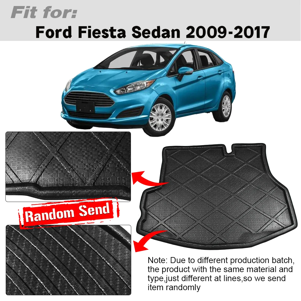 Buildreamen2 For Ford Fiesta Sedan 2009-2017 Car Accessories Trunk Mat Boot Tray Liner Floor Cargo Carpet Luggage Mud Pad