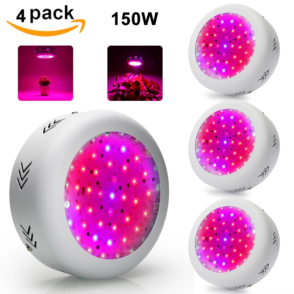 

4pcs/lot 150W UFO Led Grow Lights Full Spectrum Plant Growth Lamp Fitolamp For Hydroponic Garden Flowers Indoor Grow Tent