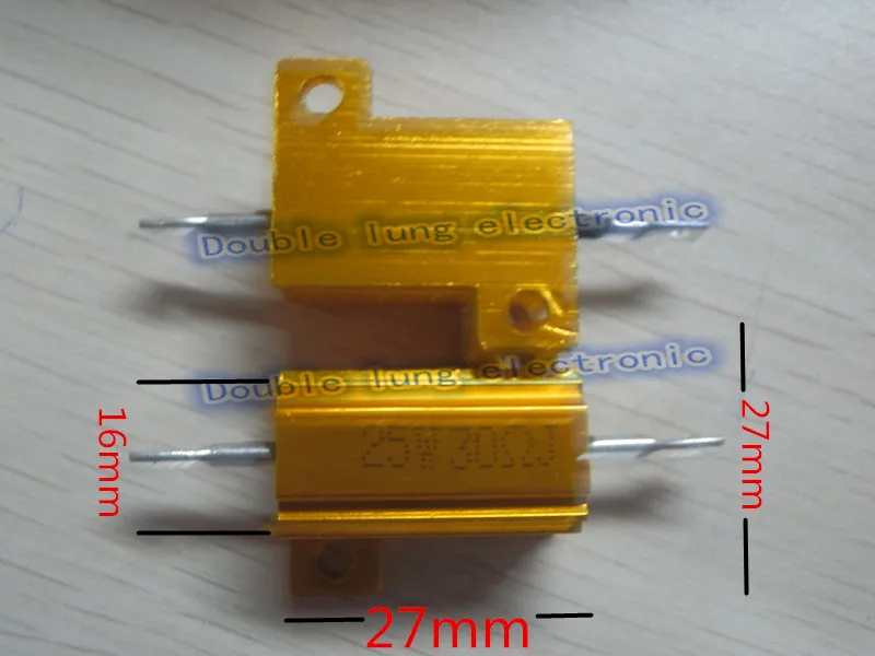 10pcs/lot 25W Golden Aluminium Resistor 1R 2R 3R 4R 5R 6R 8R 10R 15R 50R 100R 220R 1K ohm Gold Aluminium Shell Resistance