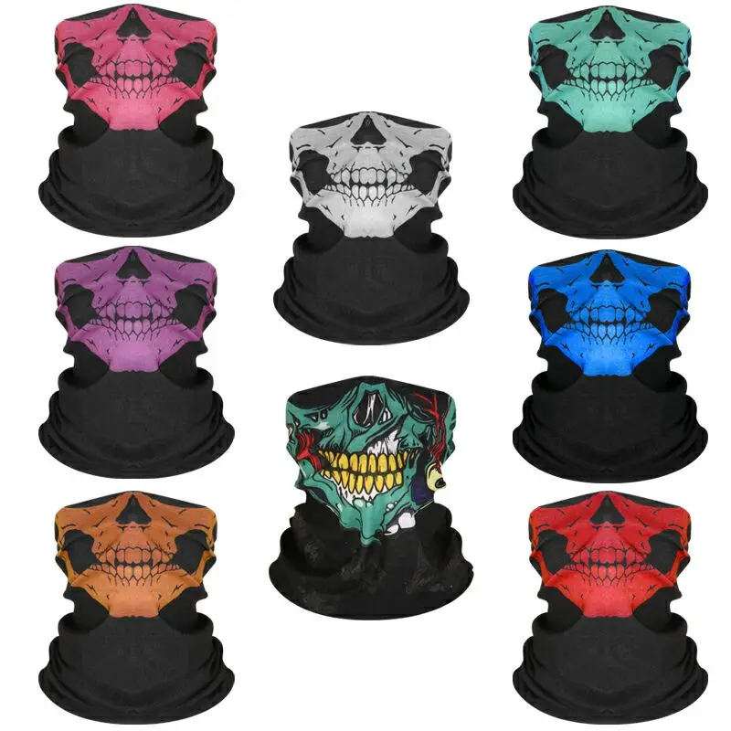 Motorcycle Mask Balaclava Skull Ghost Mask Biker Motor Face Shield Windproof Outdoor Face Masks Scarf Multi Wear Tube Bandana