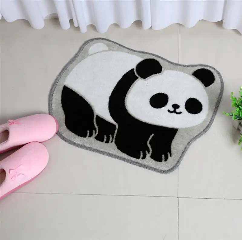 Bath Mat Non-Slip Polyester Panda Pattern Bathroom Carpet Area Rug For Bathroom