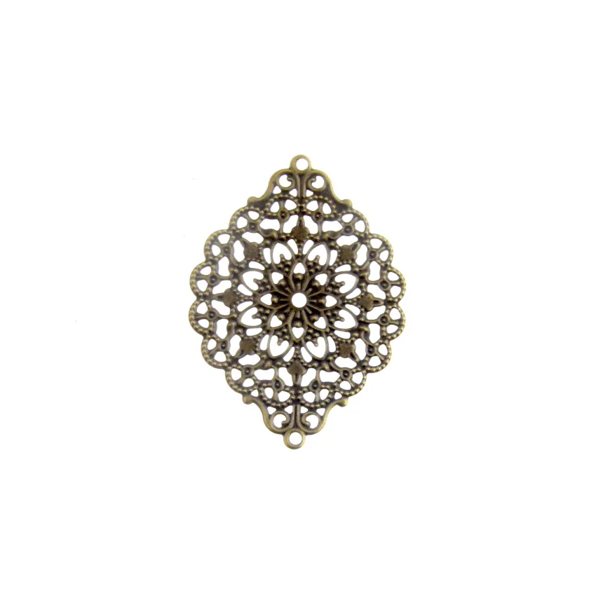 10Pcs Antique Bronze/Silver/Gold Color Filigree Wraps Connectors Metal Crafts Decoration DIY Findings 38x52mm