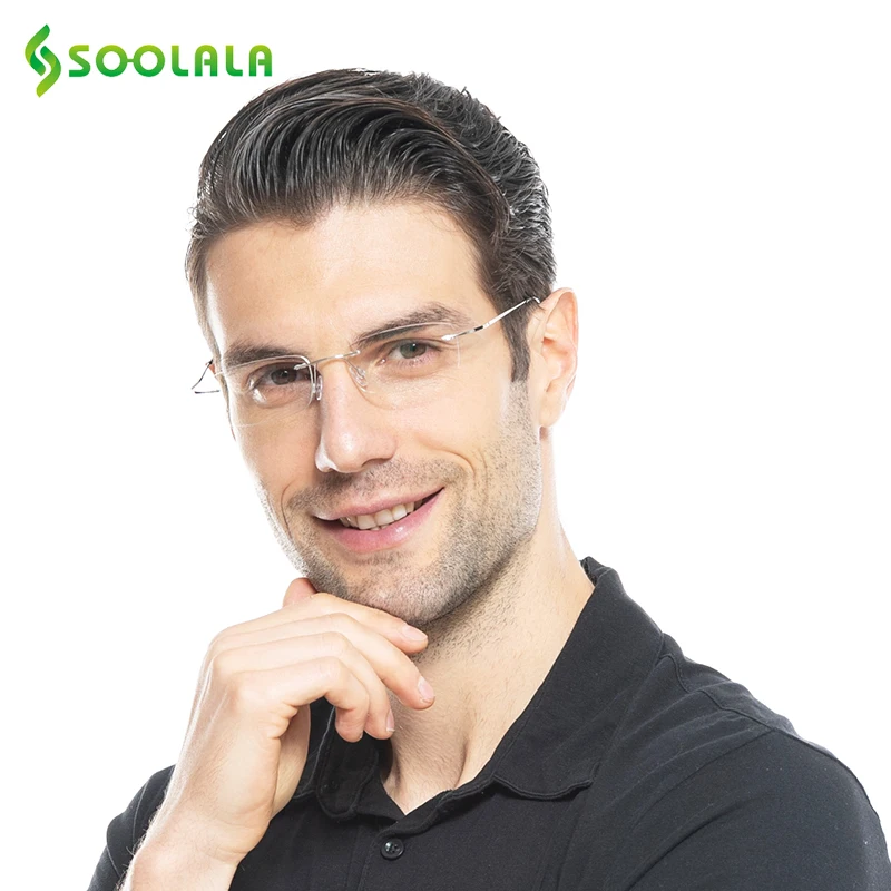 

SOOLALA Clear Lens Rimless Reading Glasses Men Women High Quality Comfy Ultra-light TR90 Resin Presbyopic Glasses