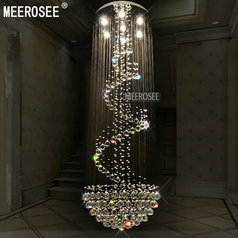 

Long Size Crystal Chandelier Light Fixture Modern lustre de cristal light for Lobby staircase stairs foyer cystal Stair Lighting