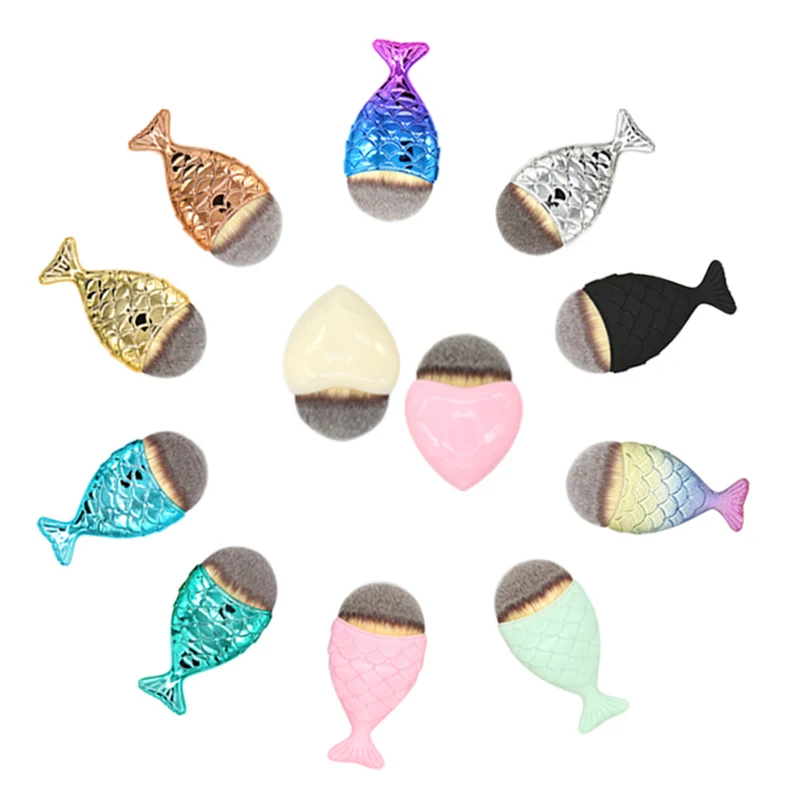 Professional 1 Pcs Mermaid Shape Makeup Brush Foundation Fish Shape Brush Makeup Cosmetic Tools Powder Face Brushes Big Size