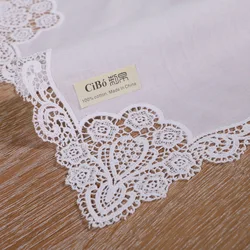 A005: White premium cotton lace handkerchiefs  crochet hankies for women/ladies wedding gift