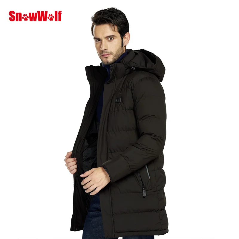 SNOWWOLF Men Winter Fishing Clothes Outdoor USB Infraded Heating Hooded Cotton Jacket Hiking Fishing Thermal Clothing Coat