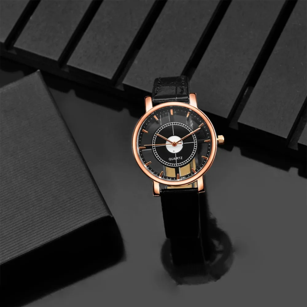 New Arrival Luxury Rose Gold Watch Unique Fashion Transparent Dial Quartz-Watch Women Watches Leather Strap Ladies Watch Hour