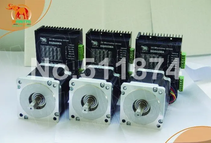 

Hot Sell! CNC Wantai 3 Axis Nema34 Stepper Motor 85BYGH450D-008 1090oz-in+Driver DQ860MA 7.8A 80V 256Micro Mill Grind Cut